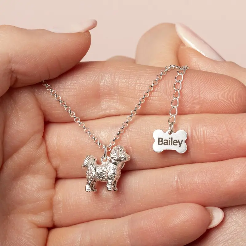Bichon Frise Silver Necklace – Artisan-Crafted Pet Keepsake 1