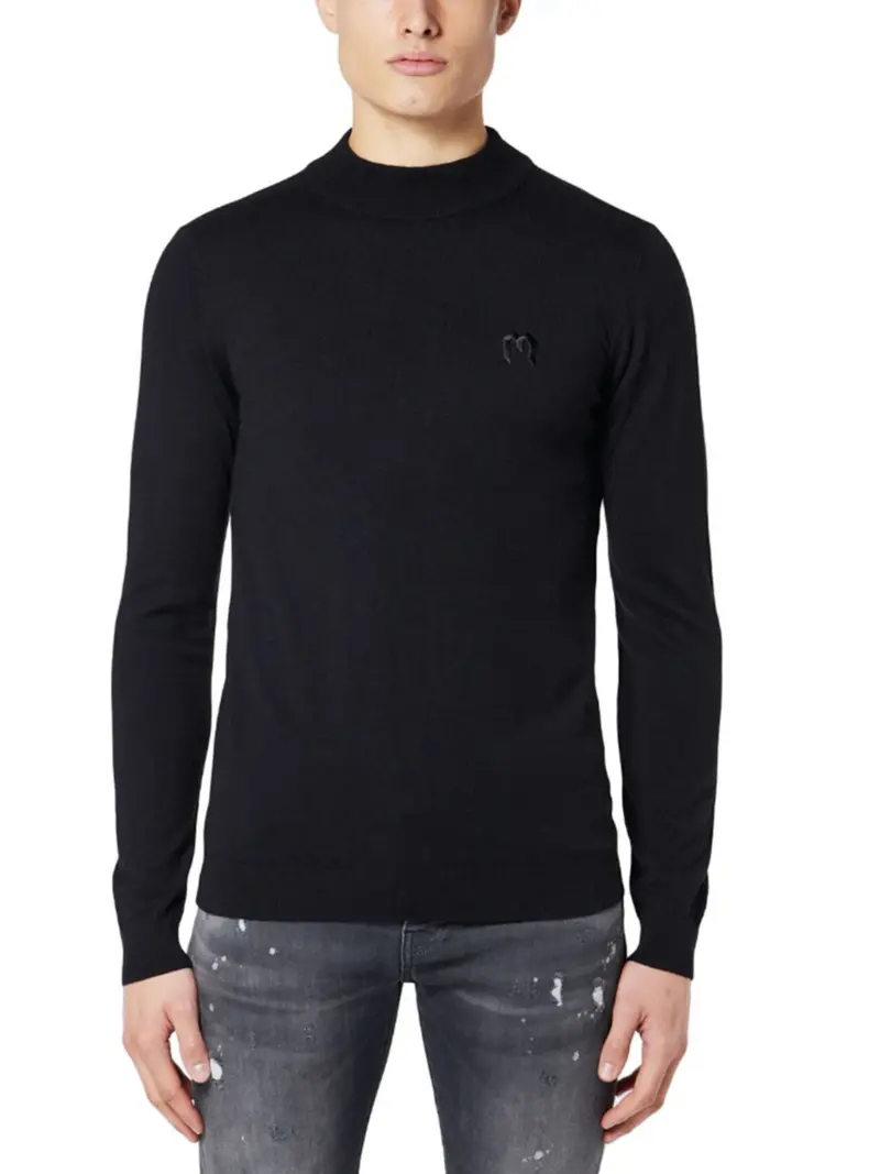 Black Mock Neck Merino Sweater 1