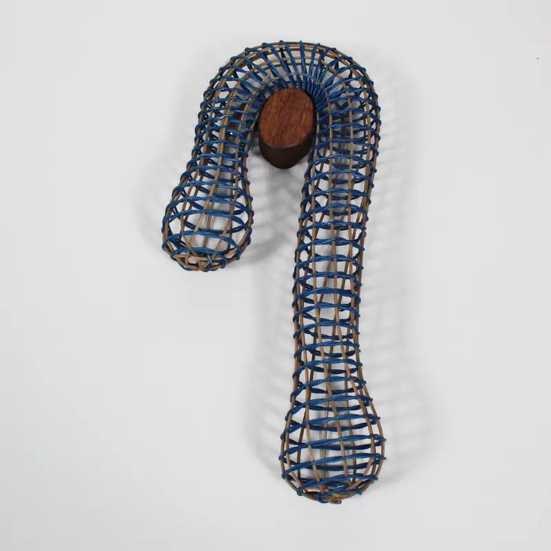 Blue-And-Tan Textile Wall Droop Art Installation 1