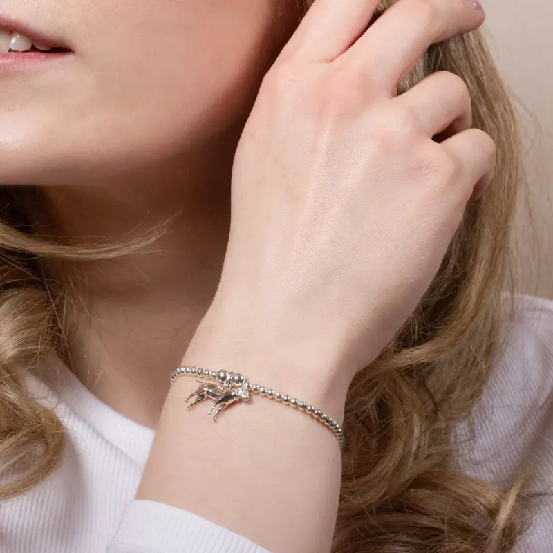 Border Terrier Bracelet – Personalized Silver Bead Jewelry 1