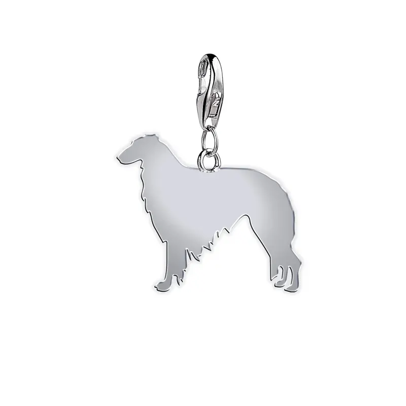 Borzoi Dog Silver Charm Pendant 1