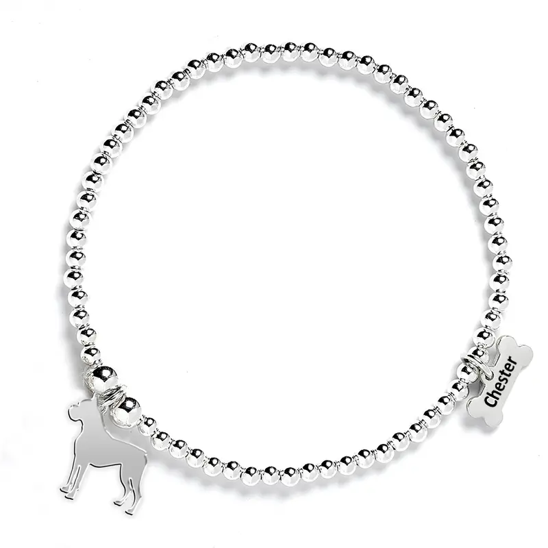 Boxer Beaded Bracelet – Engraved Silver Ball Links 1