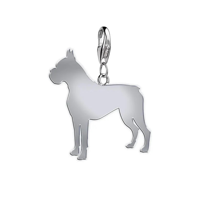 Boxer Breed Outline Charm – Handcrafted Silver 1