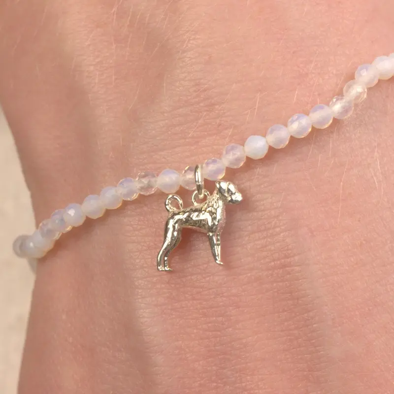 Boxer Dog Silhouette Bracelet With Sparkling Crystal Details – Personalised 1