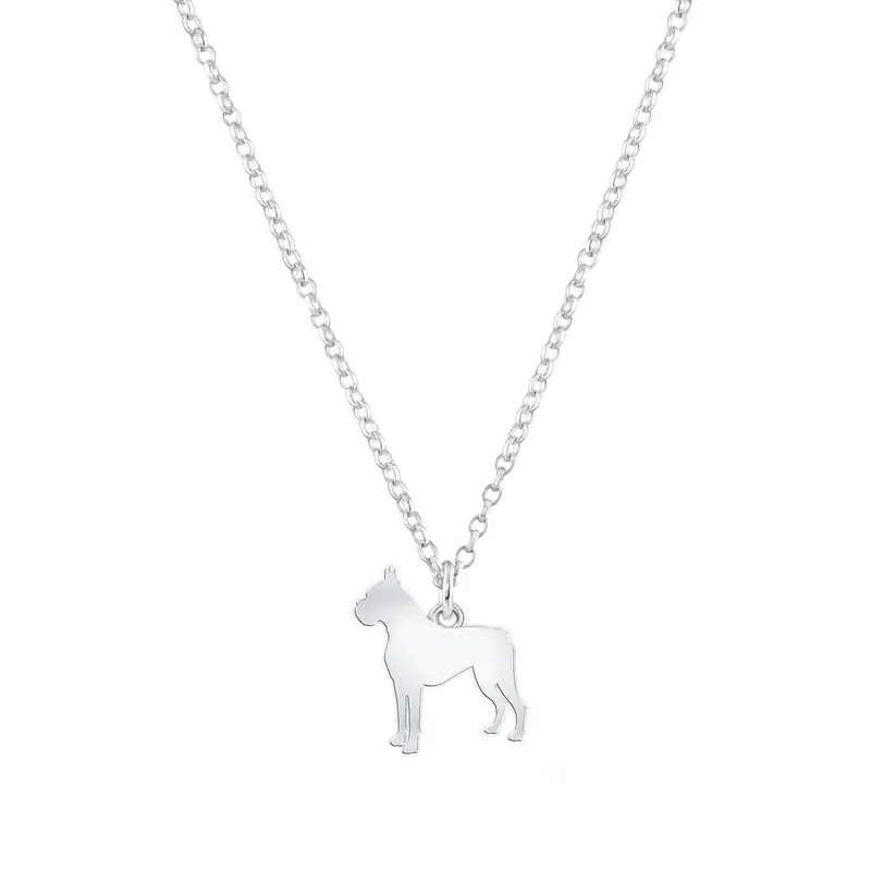 Boxer Pendant Necklace – Hand-Stamped Silver Design 1