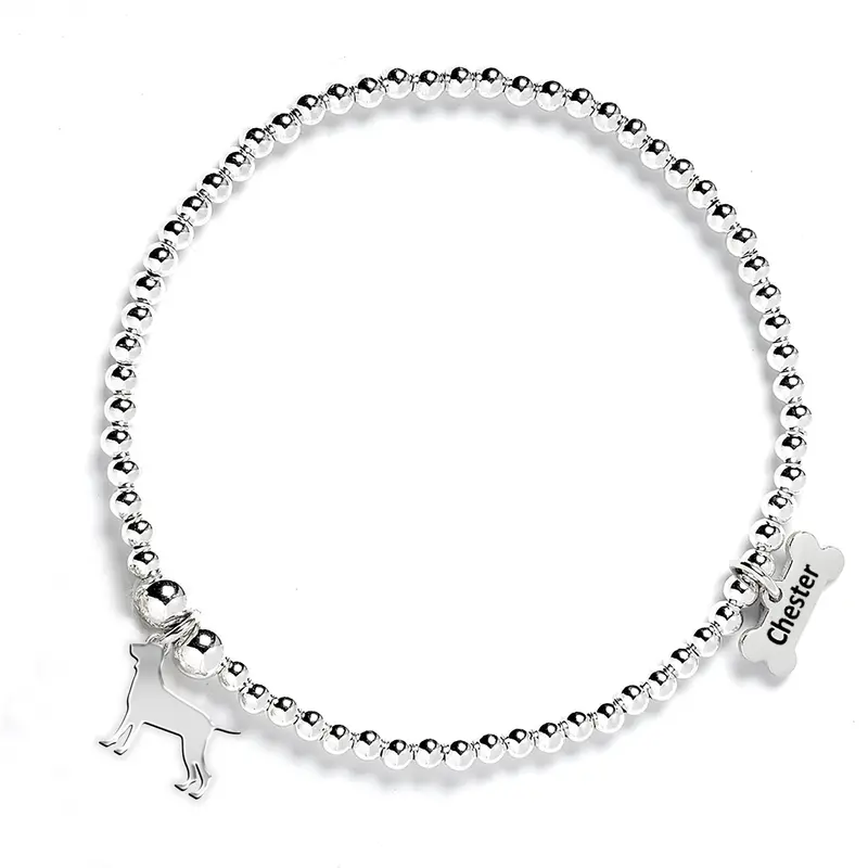 Bracco Italiano Beaded Bracelet – Personalized Silver Charm 1