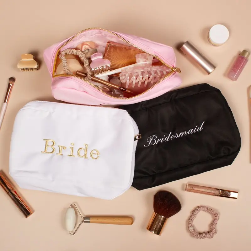 Bridal Embroidered Makeup Cosmetics Bag – Personalised 1