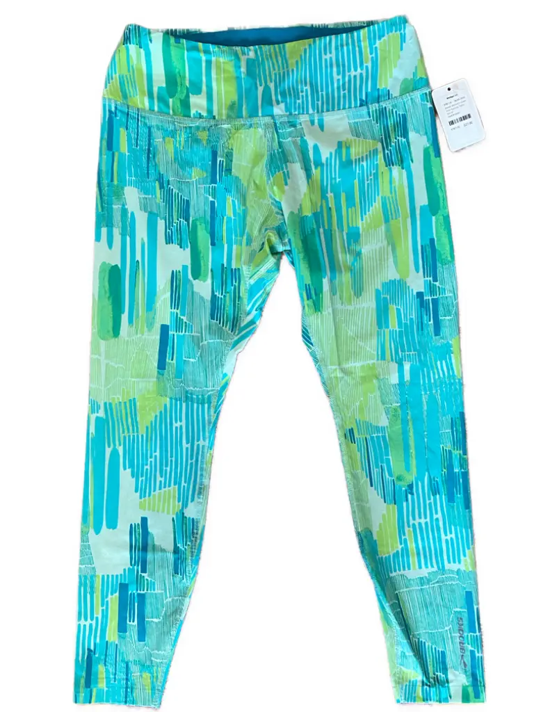 Brooks Women'S Green Patterned Running Tights – Size M 1