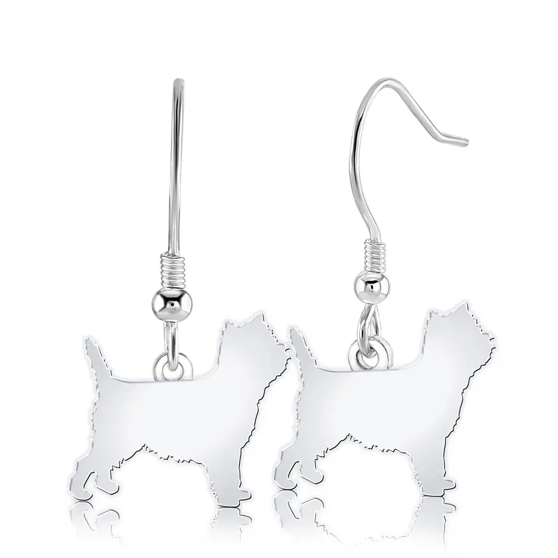 Cairn Terrier Silhouette Stud Earrings – Sterling Silver 1