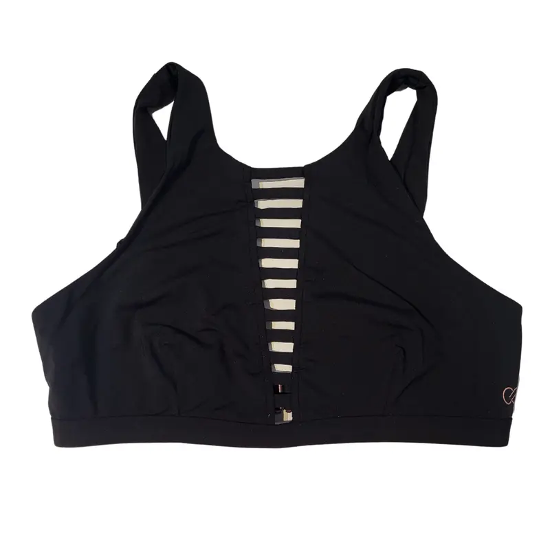 Calia Black Horizontal Stripe Cutout Sports Bra – Size M 1