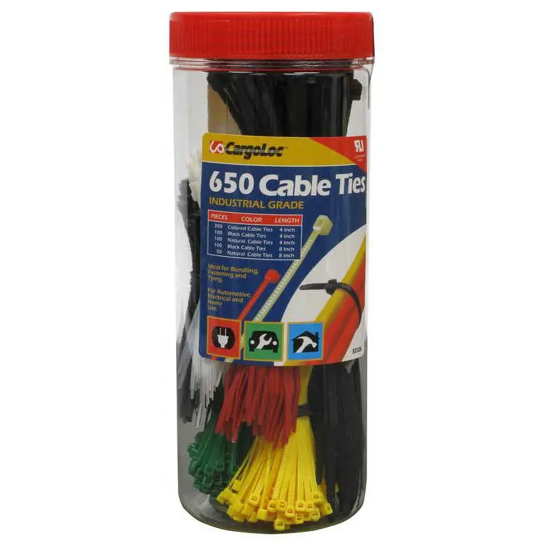 Cargoloc Assorted Cable Zip Ties – 650-Count Mix (Lengths & Colors) 1