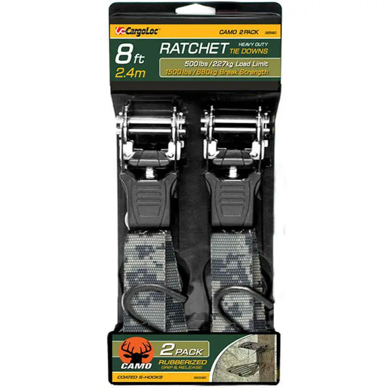 Cargoloc Camo Ratchet Straps – 1" X 8 Ft, 2-Pack 1