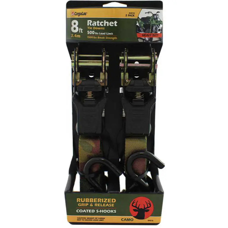 Cargoloc Camo Ratchet Tie-Downs – 1" X 8 Ft, 2-Pack 1