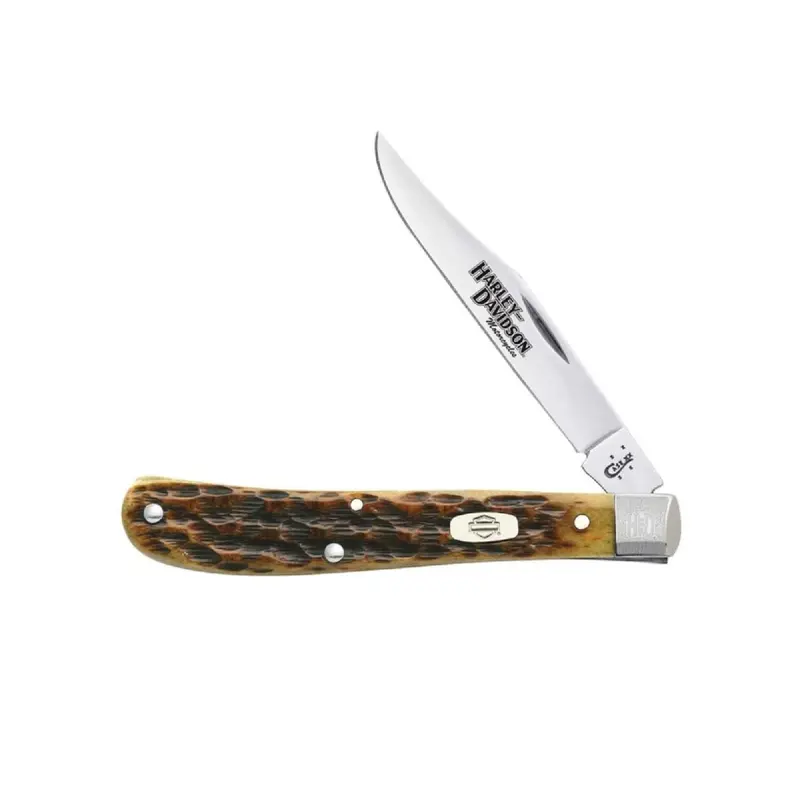Case Knives Harley-Davidson Slimline Trapper With Antique Bone Jigging 1