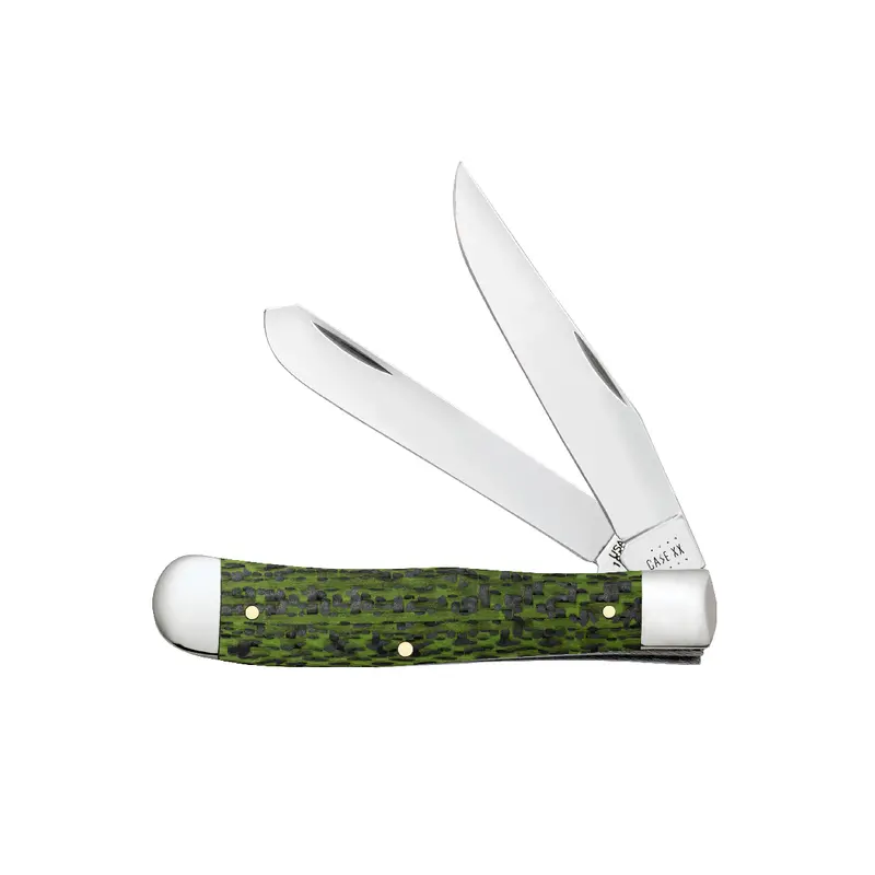 Case Knives Trapper Knife Featuring Green-And-Black Carbon Fiber Weave Scales 1