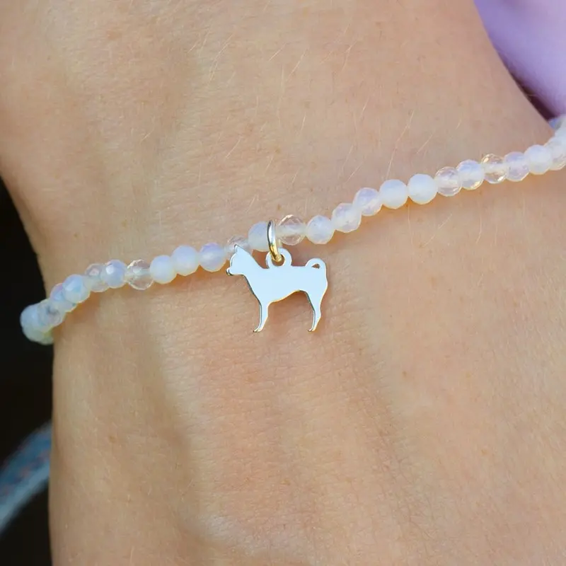 Chihuahua Silhouette Bracelet With Crystal Details – Personalised 1