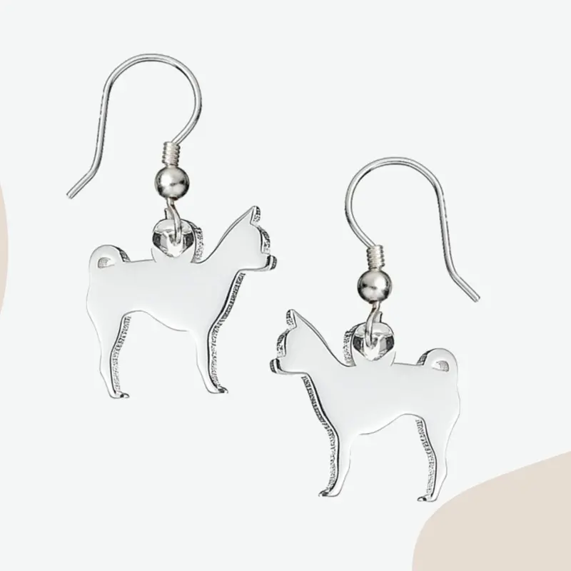 Chihuahua Silhouette Drop Earrings – Fine Silver 3