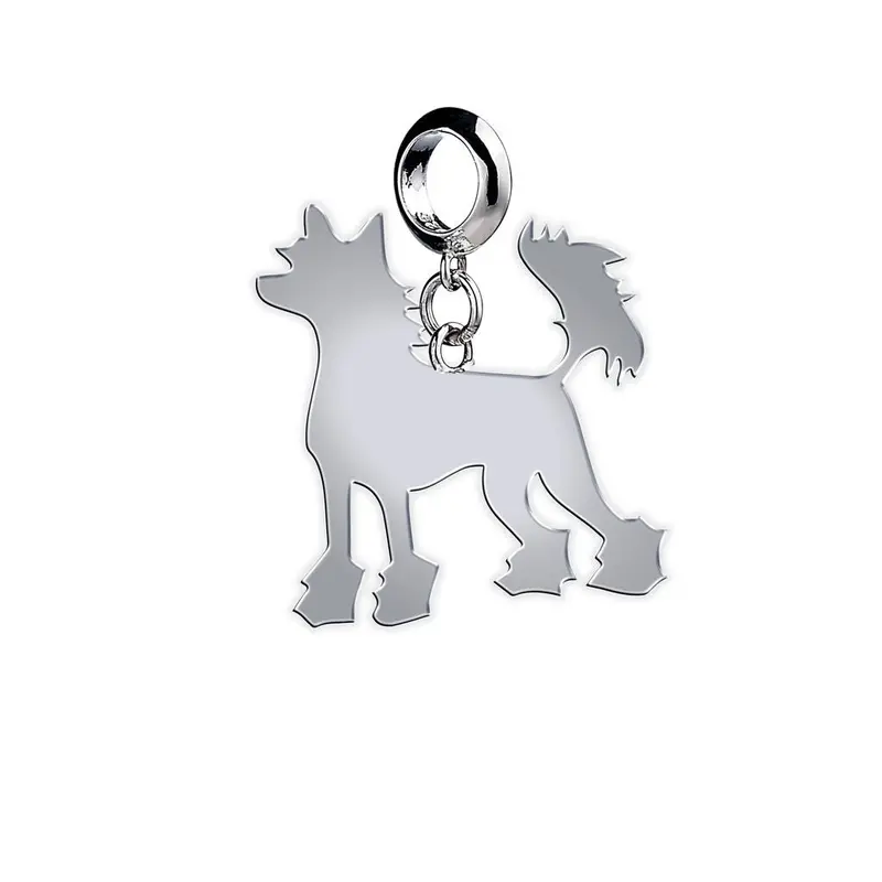 Chinese Crested Dog Silhouette Charm In Sterling Silver 3