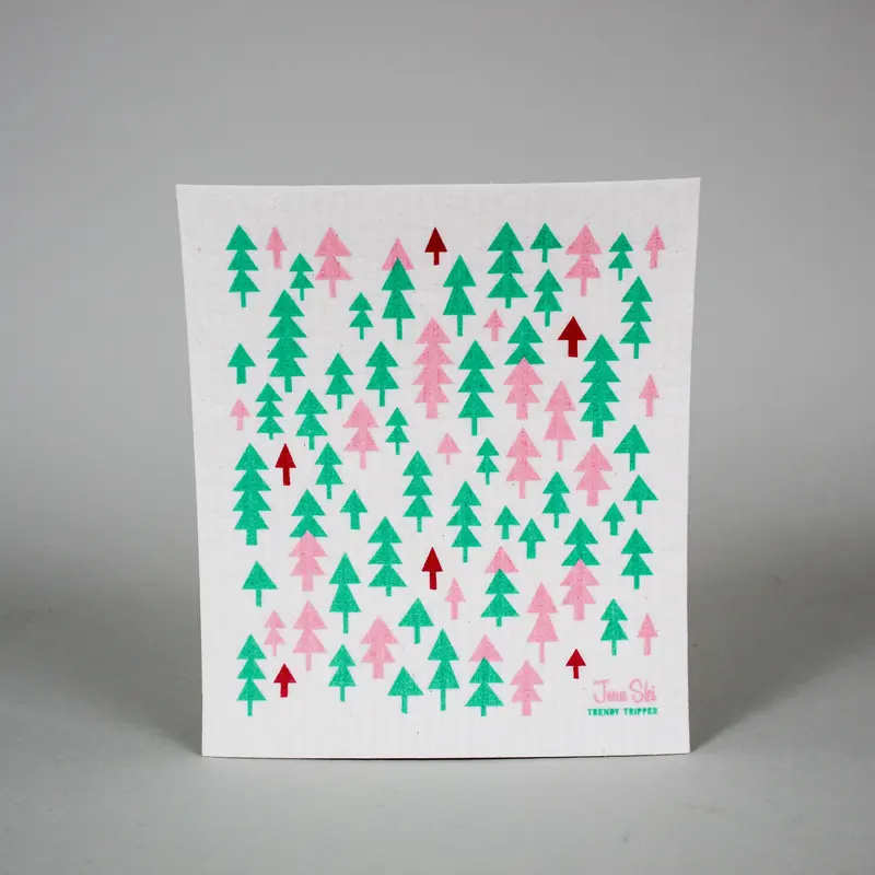 Christmas Forest Swedish Dishcloth 1