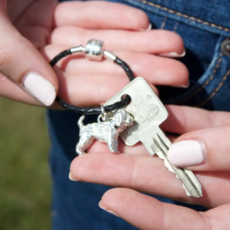 Cockapoo Charm Keyring – Polished Silver With Custom Touch 1
