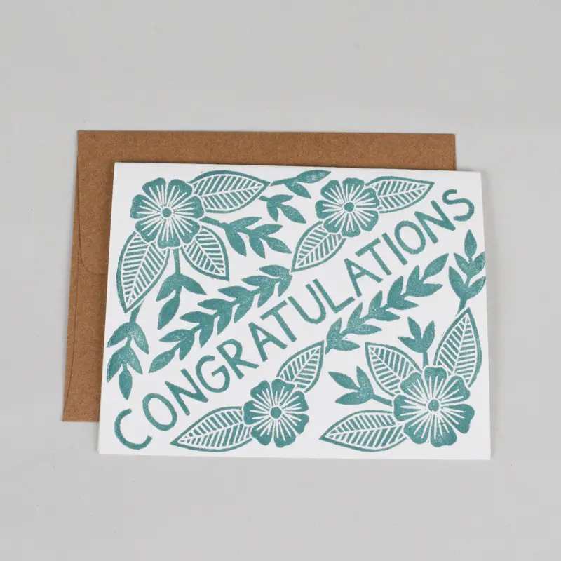 Congratulations Graduation Or Achievement Card – Hand-Stamped Design 1