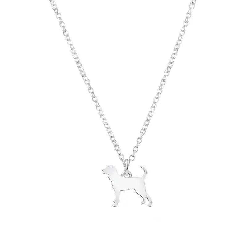 Coonhound Silver Necklace – Custom Engraved Silhouette 1