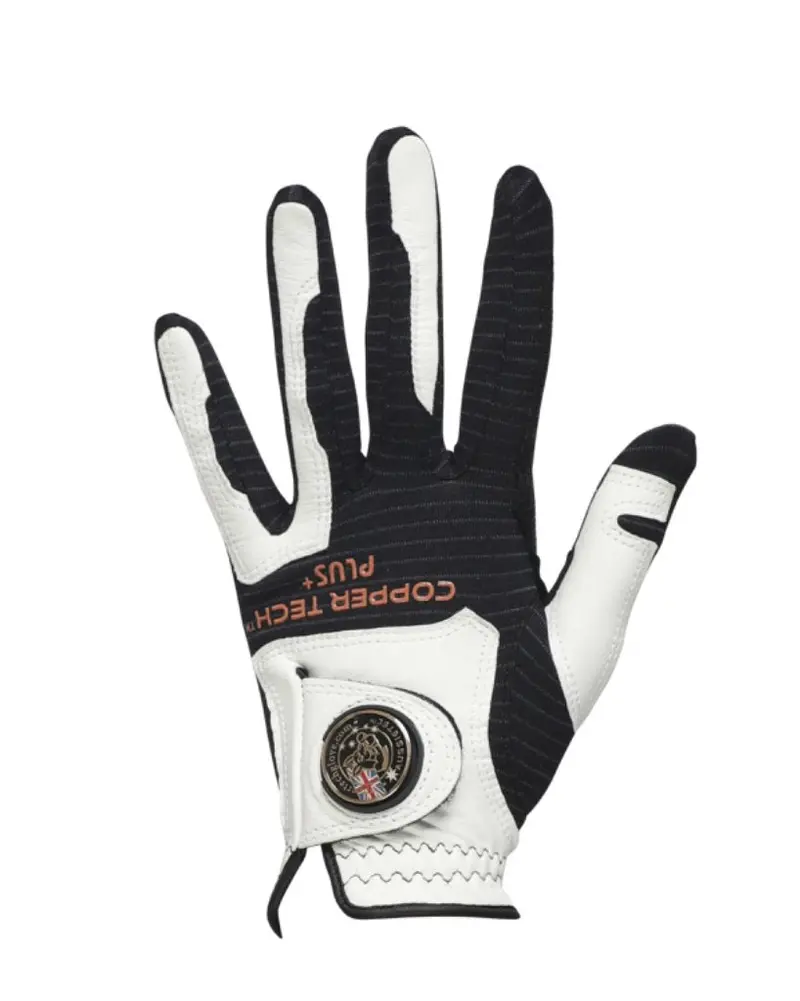 Copper Tech Plus Kangaroo Leather Golf Glove – Black/Black, One Size 1