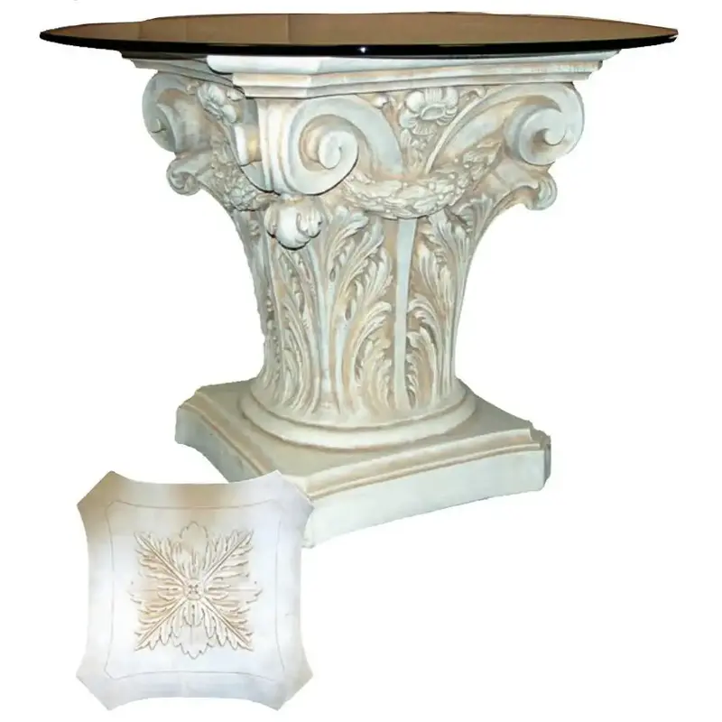 Corinthian Column With Swag Dining Base – Classical Detailing (29.5 In H) 1
