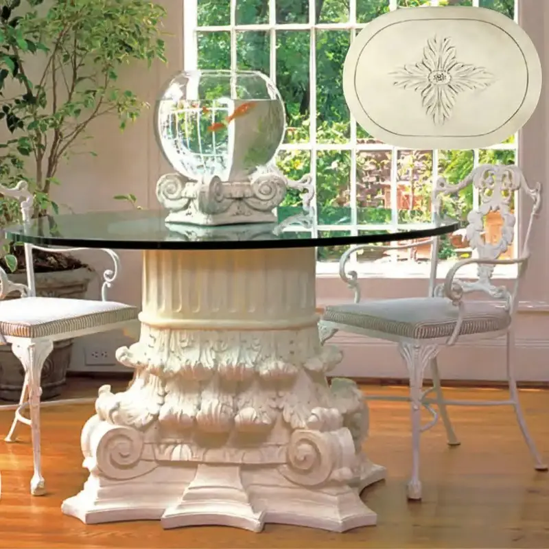 Corinthian Oval Dining Table Base – 28.5-Inch Floral-Relief Top Pedestal 1