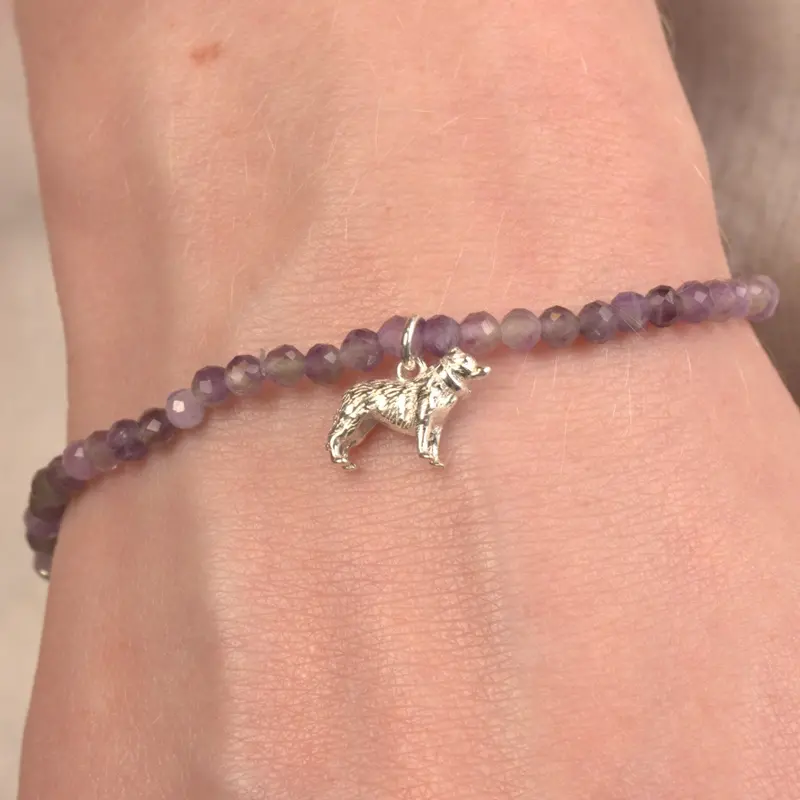 Custom Border Collie Crystal Charm Bracelet 1