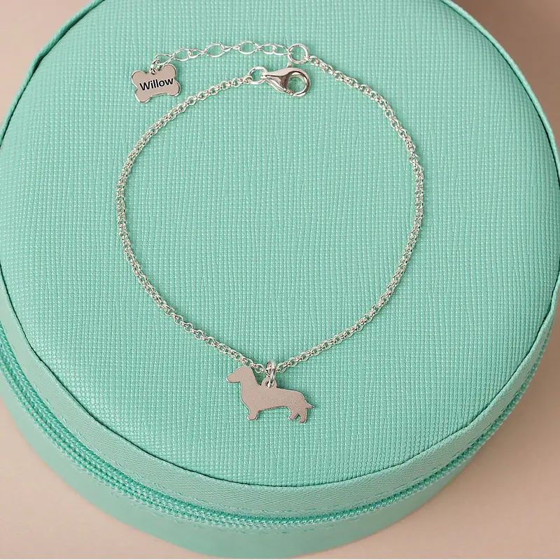 Custom Dachshund Profile Bracelet – Sterling Silver Chain 1