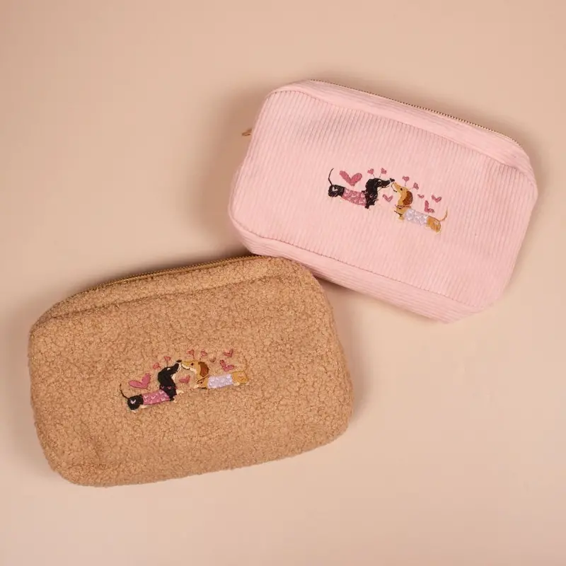Dachshund Embroidered Makeup Cosmetics Bag 1