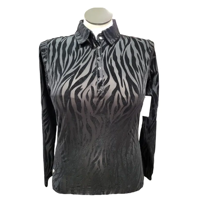 Daily Sport Black Tiger Stripe Sheer-Panel Pullover – Size L 1