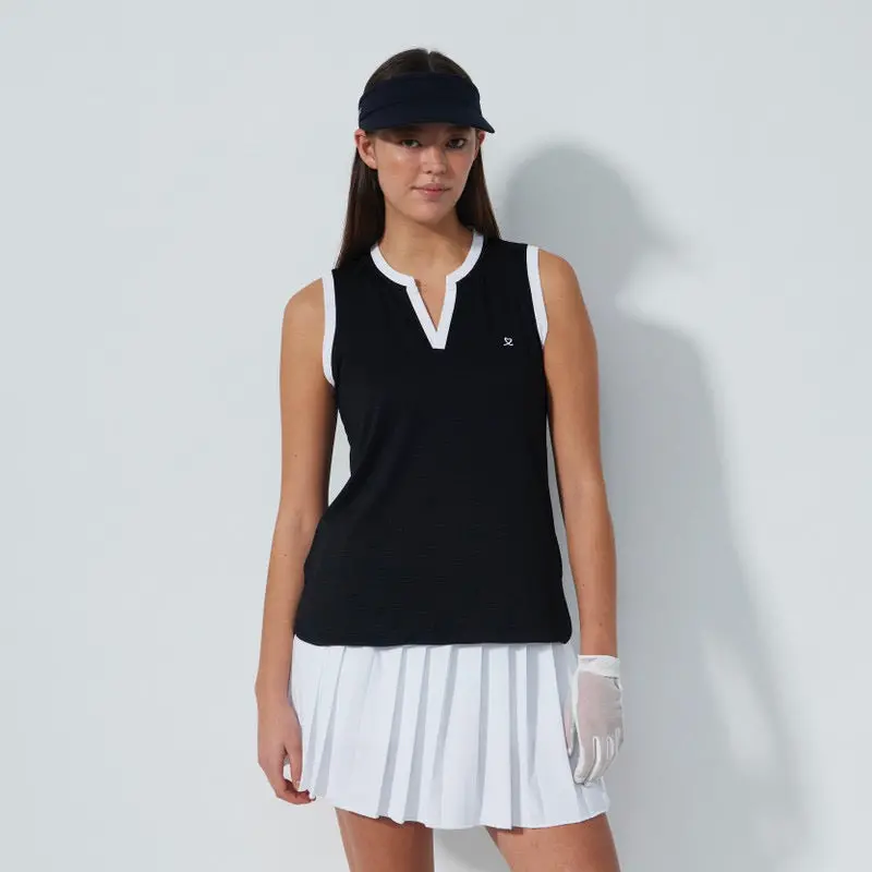 Daily Sports Massy Black Sleeveless Golf Polo 1