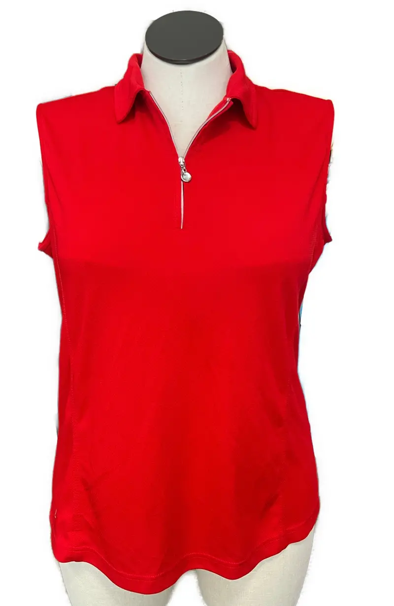 Daily Sports Red Zip-Front Sleeveless Golf Polo – Athletic Cut, Xxl 1