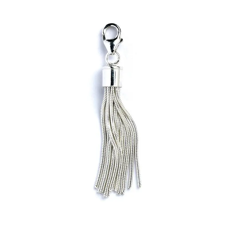 Dainty Sterling Silver Tassel Charm Pendant For Layering 1
