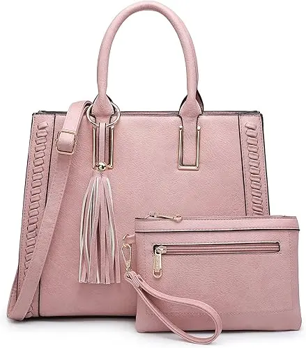 Dasein Vegan Leather Satchel Tote With Matching Clutch 1