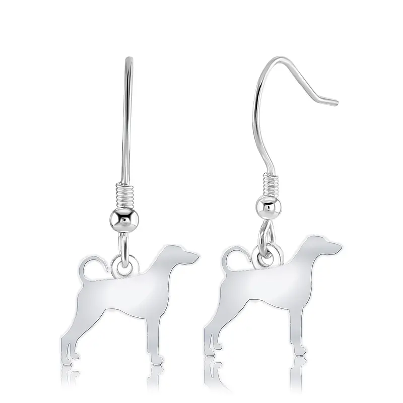 Dobermann Silver Stud Earrings – Engraved Option 1