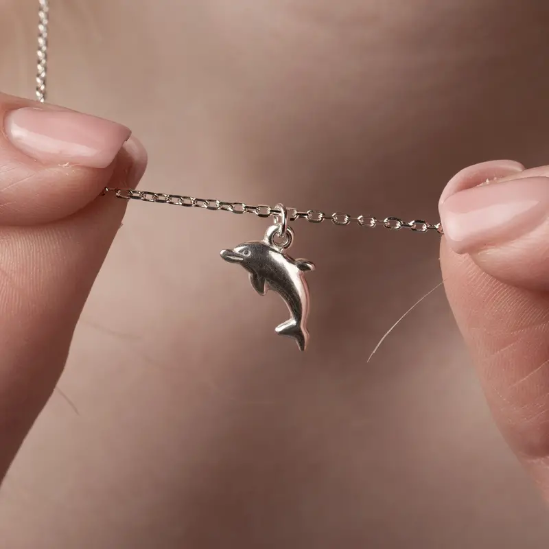 Dolphin Charm Necklace – Ocean-Inspired Sterling Silver 1