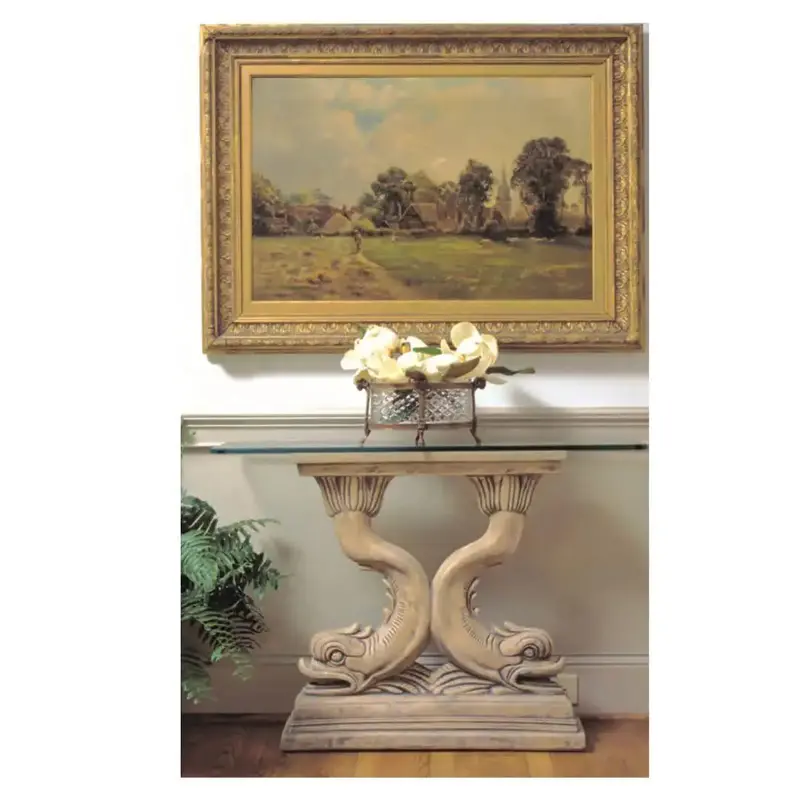 Dolphin-Shaped Double Console Table Base – Glass-Top Support (29 In H) 1