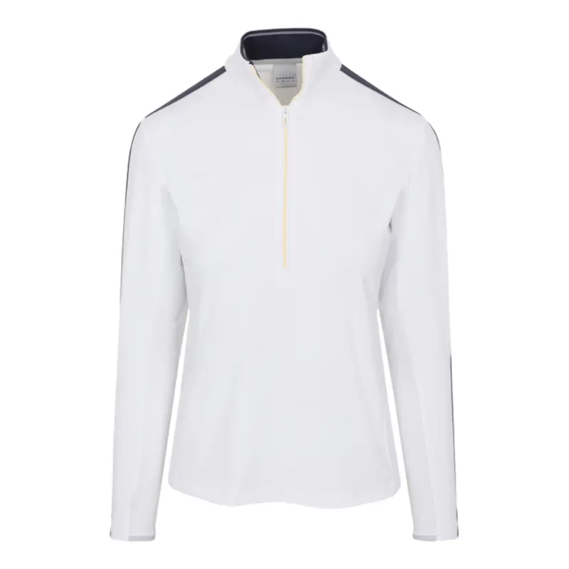 Dunning Gabrielle Interlock Performance Quarter-Zip Polo In White – Size M 1