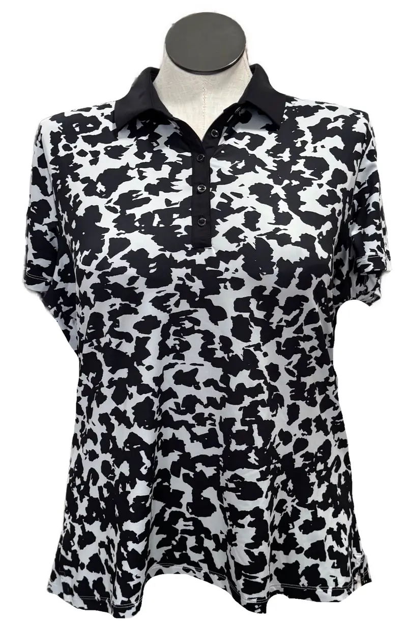 Dunning Short-Sleeve Golf Top – Gray/Black Print, Size Xxl 1