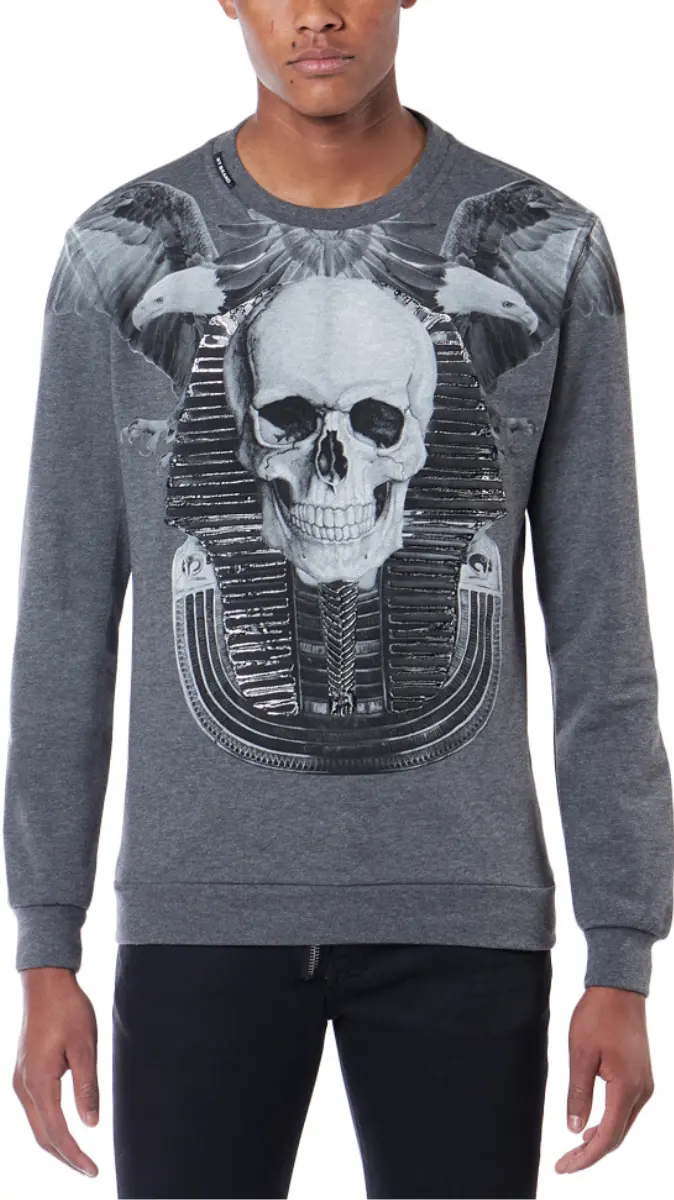 Egyptian Skull Hoodie In Grey 1