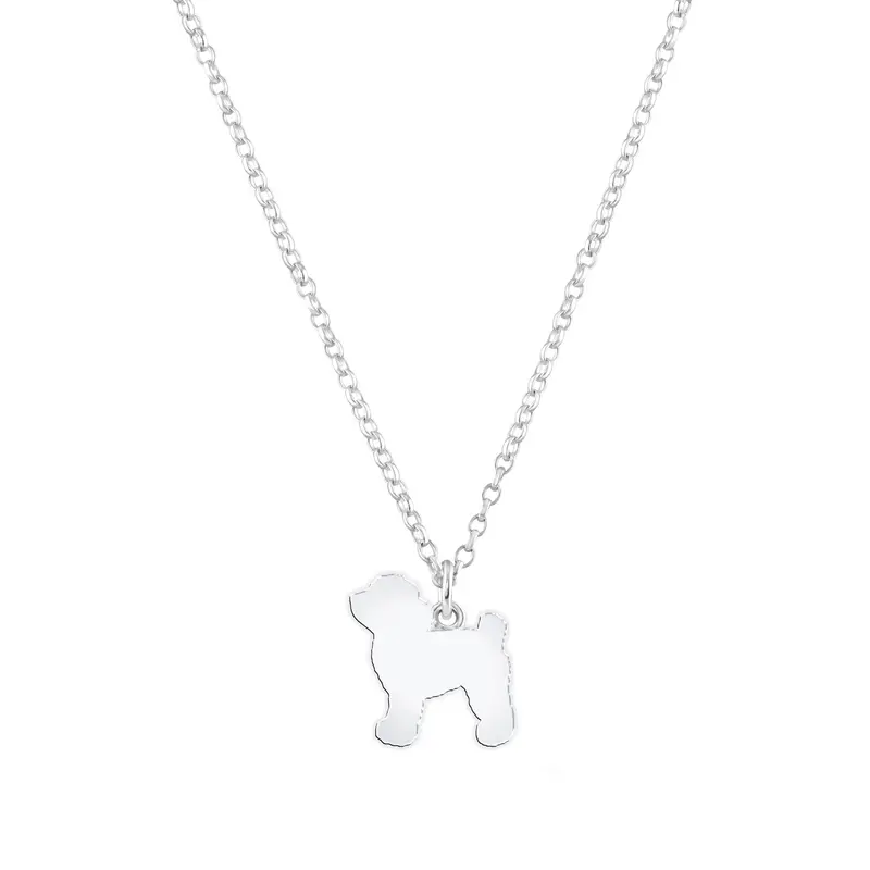 Engraved Toy Poodle Silver Pendant Necklace 1