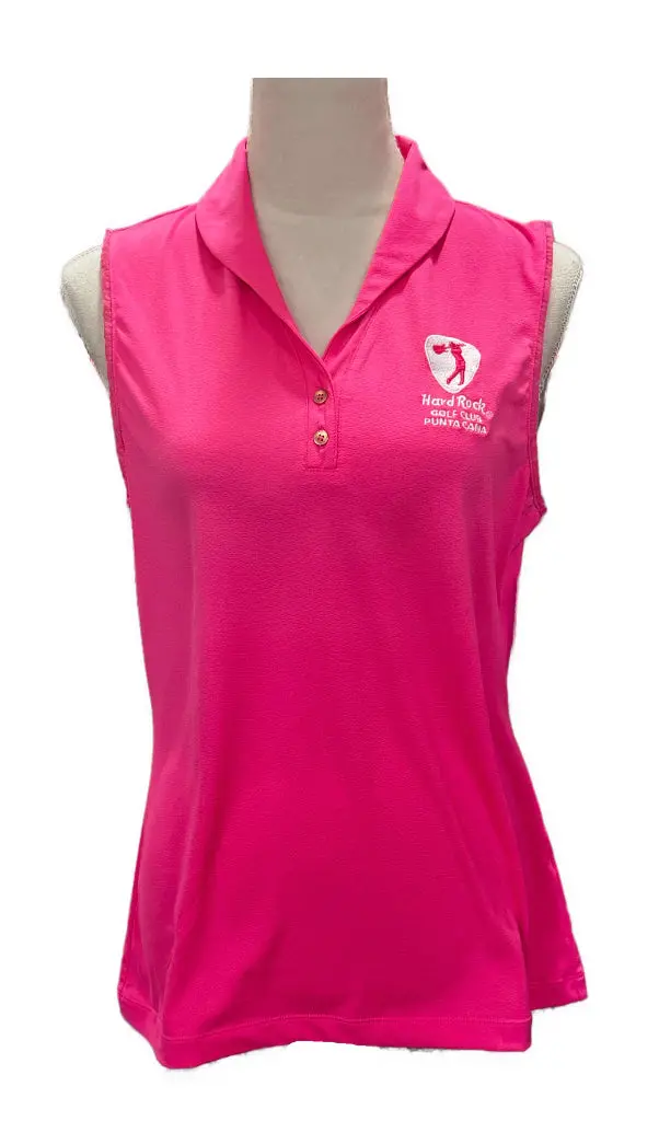 Ep Ny Bright Pink Sleeveless Golf Polo – Logo Detail, Size M 1