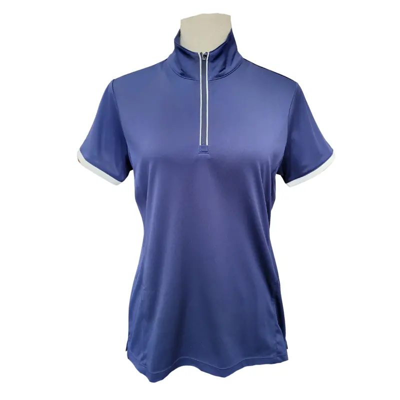 Ep Ny Navy Zip-Front Golf Polo With White Trim – Size M 1