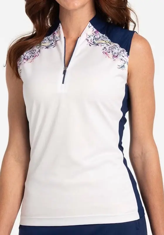 Ep Ny Sleeveless Paisley Contrast Golf Polo – Size M 1
