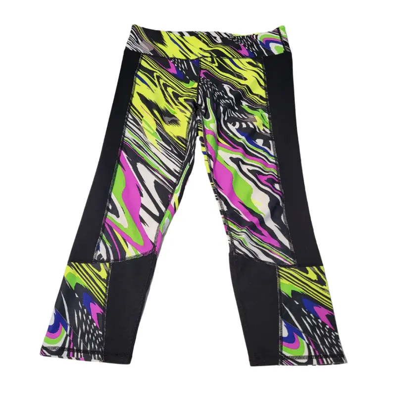 Fabletics Abstract Blur Print Multicolor Capri Leggings – Size M 1