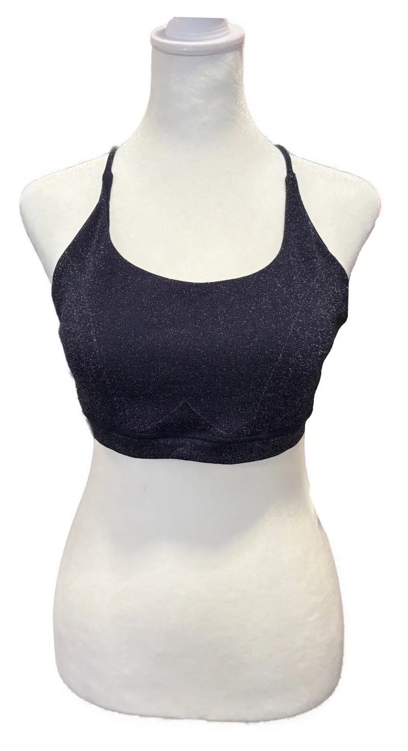 Fabletics Navy Glitter Sports Bra – Supportive Design, Size M 1