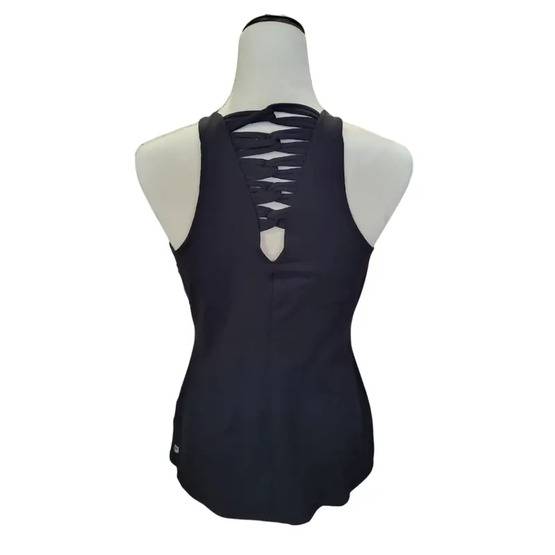 Fabletics Racerback Woven Tank – Black, Lightweight Workout Essential, Size M 1